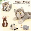 Karister 4Pcs Wolf Stuffed Animals, 20" Magnetic Wolf Plush with Bunny Goat Mice in Giant Coyote's Zippered Belly, Christmas Birthday for Boys Girls Kids, Wildlife Party Decor