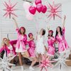 6 Pcs Star Foil Balloons One-Piece 14-Pointed Star Balloons 4D Starburst Cone Mylar Balloons 22inch Christmas Birthday Wedding Wedding Anniversary Party Supplies(Silver + Pink)