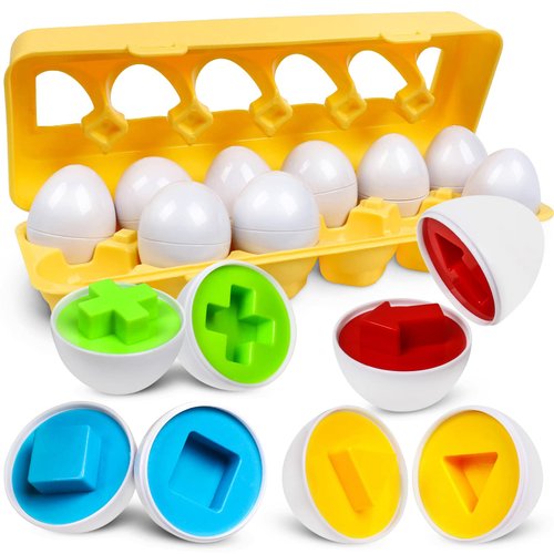 Matching Eggs Color Shape Recoginition Sorter Puzzle Travel Bingo Game Easter Baskets Stuffers Montessori Learning Educational Fine Motor Skill Toy for 3 4 5 Year Old