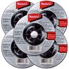 Makita 5 Pack - 4 Inch Grinding Wheel For 4" Grinders - Aggressive Grinding For Metal - 4" x 1/4" x 5/8"