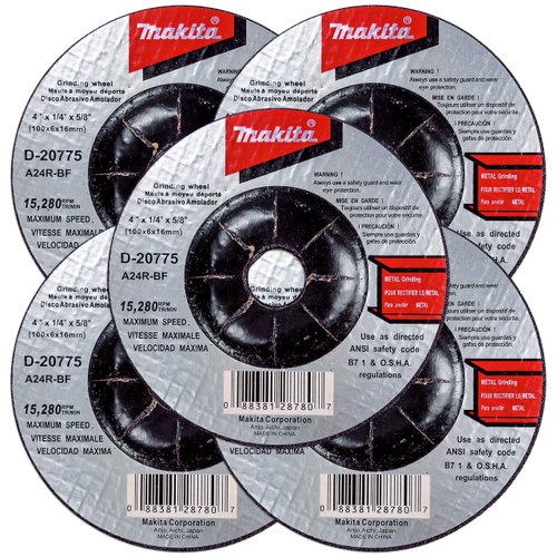 Makita 5 Pack - 4 Inch Grinding Wheel For 4" Grinders - Aggressive Grinding For Metal - 4" x 1/4" x 5/8"