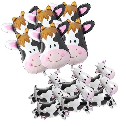 12 PCS Cow Foil Balloons Set Cow Head Foil Balloons Cow Print Balloons for Cow Birthday Party Decorations Cow Print Birthday Party Supplies Cow Mylar Balloons Animal Theme