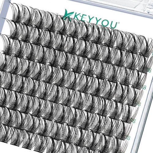 Lash Clusters,96 Pcs Cluster Lashes D Curl 18mm DIY Lash Extensions Eyelash Clusters,KEYYOU Volume Wispy Individual Lashes Soft&Comfortable Easy DIY at Home(Y09,D-18mm)
