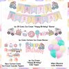Comic Sweet Ice Cream Donut Birthday Party Decor, Cartoon 2D Comic HAPPY BIRTHDAY Party Banner Cake Toppers Balloons for Kids Awesome Ice Cream Theme Birthday Party Girls Candy Birthday Party Supplies