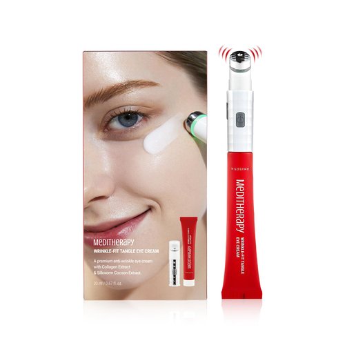 MEDITHERAPY Wrinkle-fit Tangle Eye Cream, Chargable Device Tip + Protein Collagen Eye Cream, All-...