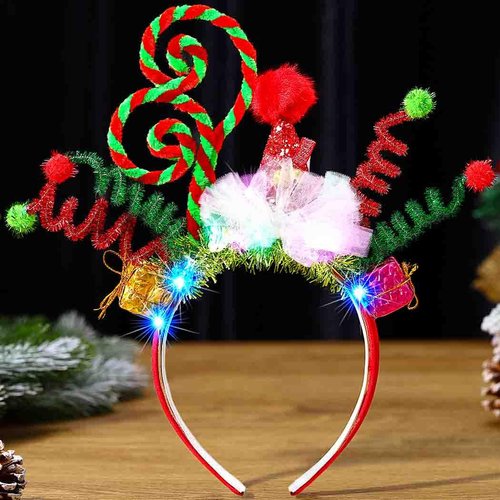 DRESBE Light Up Christmas Headband LED Xmas Headbands Party Favors Hair Accessories for Women