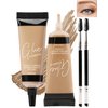 Tinted Eyebrow Gel Kit-2PCS Blonde Thickening Brow gel para cejas,Brow Fillers,Fast Definitio Brow Glue,Natural Long Lasting Waterproof Eyebrow Makeup Gift for Women with 2 Eyebrow Brushes-Set 01