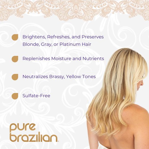 Pure Brazilian - Always Blonde Shampoo With Keratin, Acai and Argan Oil. Purple Shampoo for Color Treated Hair. Sulfate-Free, Preserves Blonde, Gray or Platinum Hair (13.5 Fl Oz)