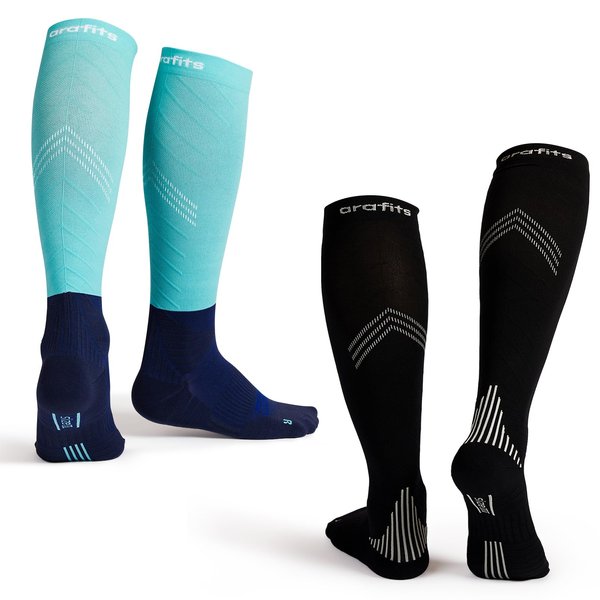 arafits Compression Socks | Premium Lycra Spandex | 15-20mmHg Graduated Support | Reflective Strips for Safety