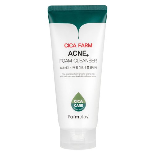 FARMSTAY CICA FARM ACNE FOAM CLEANSER - For Acne-Prone Skin - Gentle Facial Cleanser - Clears up ...