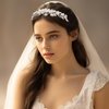 Oriamour Bridal Headband With Pearls Leaves Design Wedding Headbands For Women Girls Bridal Headpiece For Birthday Prom Parties (Silver)