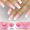 AddFavor 120pcs White French Tip Press on Nails Medium Square Fake Nails Nude False Nails Square French Press ons Square Nail Acrylic Artificial Nail with Adhesive Tab for Women Girls