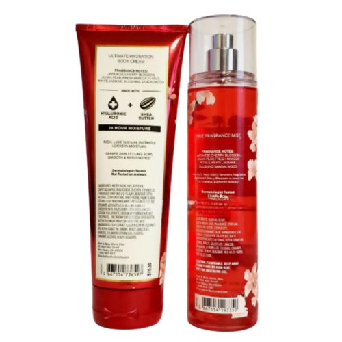 Bath & Body Works Fine Fragrance Mist & Ultra Shea Body Cream Japanese Cherry Blossom 2 Piece Set Full Size 8oz.