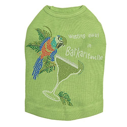 Wasting Away in Barkaritaville Parrot Dog Shirt M Lime Green