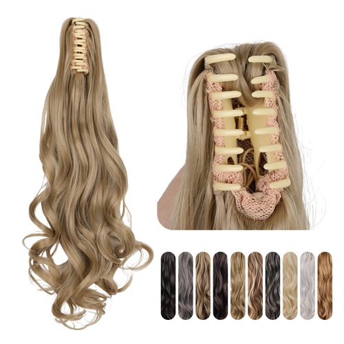 Hair Ponytail Extension, Clip In Ponytail Hair Extensions, Fake Ponytail for Women, Claw Clip Ponytail Brown