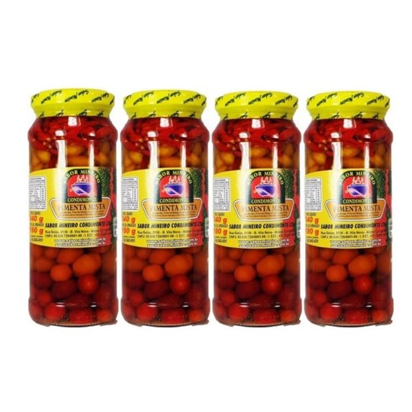 Sabor Mineiro Hot Pepper Sauce Pimenta Mista 11.99oz 300gr (4 Pack)
