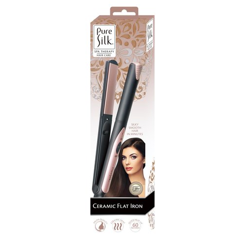 Pure Silk Ceramic Flat Iron Hair Straightener for Woman, Salon Quality Hair Straighter, 60 Second Quick Heat Up, Ceramic Heated Plates, up to 410 Degrees, Hair Styling Tools, 6-Foot Swivel Cord