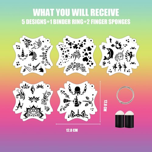 Bowitzki Reusable Face Paint Stencils for Body Art Painting Halloween Christmas Makeup Stencils (Unicorn)