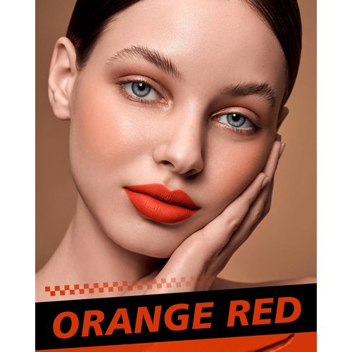 HOOMUSS Orange Lipstick Long Lasting, Matte Liquid Lipsticks for Women Non Transfer Smudgeproof Smooth and Easy to Appy Cruelty Free Lip Color, M51 Orange Red