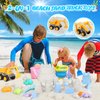FHOZGECY Beach Toys, 21Pcs Sand Toys, Sandbox Toys with 2 in 1 Beach Truck, Collapsible Sand Bucket, Sand Castle Toys, Animal Molds, Shovel Set, Mesh Bag, Travel Toys for Kids Toddlers Boys Girls