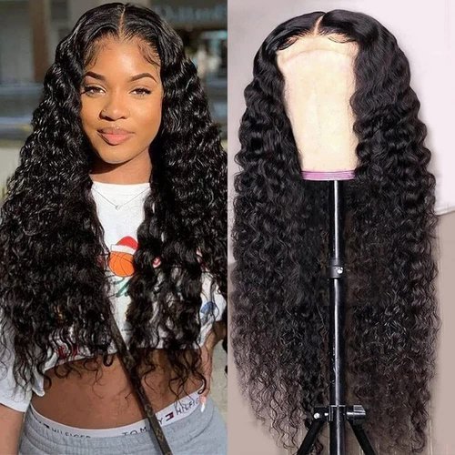 Jasperel Deep Wave Lace Front Wigs Human Hair for Women 4X4 Hd Lace Closure Brazilian Virgin Wig with Baby Hair Wet and Wavy Wear and Go Glueless Wigs Pre Plucked Bleached Knots Natural Black 18 Inch