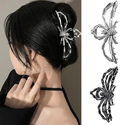 Gothic Spider Metal Hair Clip, Big Spider Grip Clip Women Back Head Hairpin Shark Hairpin Design,...