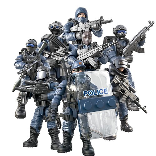ENHANA 8 PCS Building Block City Policeman Action Mini-Figures with Multiple Military Weapons Accessories SWAT Model Equipment Assembly Building Toys Party Favors Gift for Boys