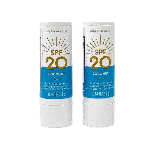 Bath & Body Works SPF 20 Sunscreen Coconut Lip Balm Set of 2 - .14 oz/ 4 g each
