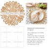 IcosaMro Round Woven Placemats for Dining Table Set of 4 11 Inch Small Natural Braided Rattan Tablemat Hollow Wicker Charger Plates for Holiday Thanksgiving Christmas Kitchen Table Mat, Beige