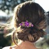 Yheakne Rhinestone Bridal Hair Clip Purple Crystal Wedding Headpieces Shining Headwear Crystal Hair Clips Comb Bridal Hair Accessories for Women and Girls (Purple)
