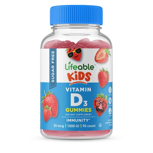 Lifeable Sugar Free Vitamin D for Kids 1000 IU – Great Tasting Natural Flavor Gummy Supplement – ...