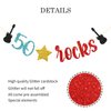 WeBenison 50 Rocks Birthday Banner Rock and Roll Music Theme 50th Birthday Banner / 50's Rock Guitar Birthday Party Decorations Glitter (50)