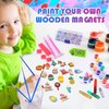 36 Pcs Wooden Magnets DIY Kit Wooden Art Craft Hanging Ornament Painting Craft Kit Gifts for Kids Boy Girl Easter Crafts Toys Basket Goodie Bag Stuffers