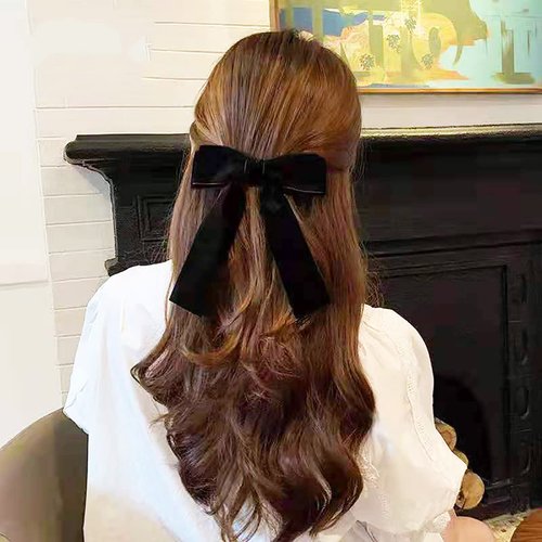 2 Pcs Velvet Hair Ties, Bows for Women, Back to School Gifts Headdress Decor, Hair Band Set, Baby Teen Girl Stuff Hair Styling Accessories, Toddler Girl Cute Hair Clips, Red and Black