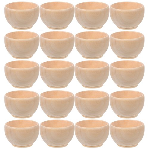 LUOZZY 20 PCS Mini Unfinished Wood Bowl Unpainted Miniature Wooden Pinch Bowls for DIY Painting Art Crafts Dollhouse Accessories, 1.49X1.49X0.94in