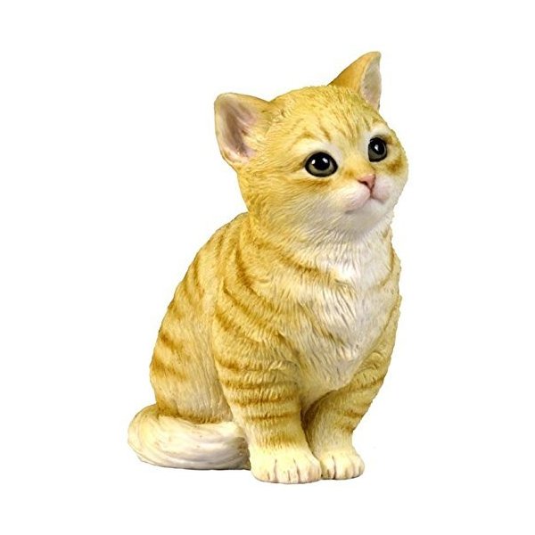 4.25 Inch Sitting Kitten Decorative Statue Figurine, Orange and White
