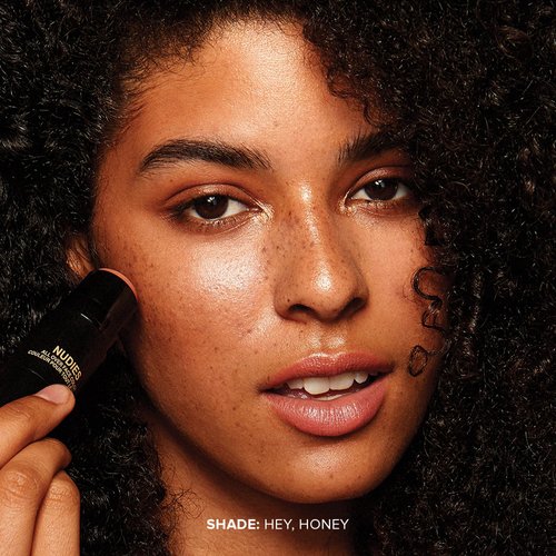 Nudestix Nudies Glow Cream Highlighter Bronze + Glow 3-in-1 All Over Face Colour for Eyes, Cheeks, Lips w/Blending Brush (Hey Honey)