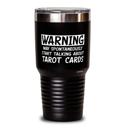 ODTGIFTS Funny Tarot cards Tumbler Warning May Spontaneously Start Talking About Tarot cards 30oz Stainless Steel Black