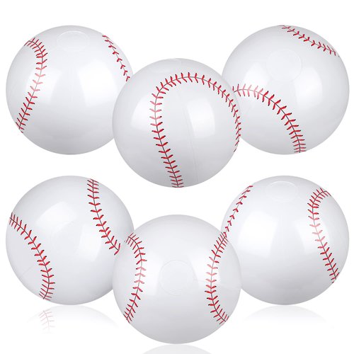 durony 6 Pack Inflatable Baseball Beach Ball 11 Inch Inflatable Bouncing Ball Baseball Party Supplies for Summer Outdoor Pool Beach Birthday Party Favors