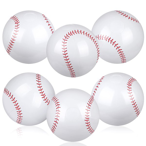 durony 6 Pack Inflatable Baseball Beach Ball 11 Inch Inflatable Bouncing Ball Baseball Party Supplies for Summer Outdoor Pool Beach Birthday Party Favors