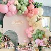 Sage Green Pink Balloon, 60 Packs 12 Inch Olive Green Pink Balloon with Sand White Metallic Gold Balloons for Girls Baby Shower Birthday Jungle Safari Woodland Party Decorations