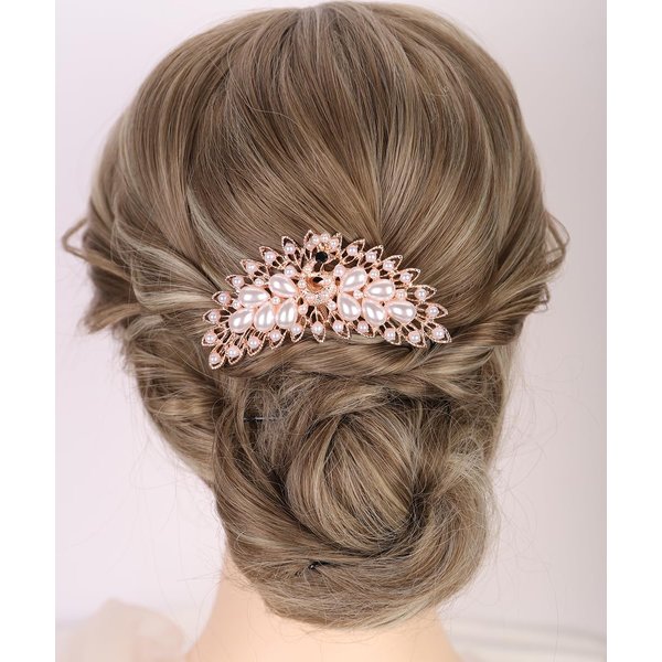 Chargances Bridal Faux Pearl Hair Comb Long Teeth Hair Side Combs Luxury French Hair Comb Wedding Hair Accessories for Women