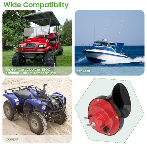 10L0L Golf Cart 12 Volt Horn Kit for Yamaha EZGO Club Car or UTV Boat, Floor Mount Button Switch, Volume Up to 118db