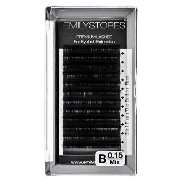 EMILYSTORES Lash Extensions 0.15mm Thickness B Curl Mixed 8-14mm Sizes Length Volume Individual Natural-Looking Eyelashes For Eyelash Extensions(0.15,B,Mixed 8-14mm)