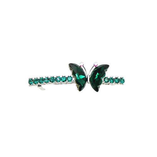 Faship Gorgeous Green Rhinestone Crystal Butterfly Hair Barrette Clip