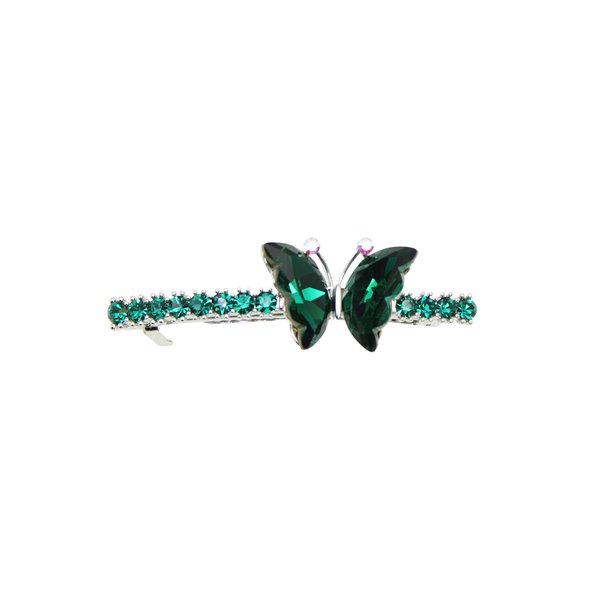 Faship Gorgeous Green Rhinestone Crystal Butterfly Hair Barrette Clip