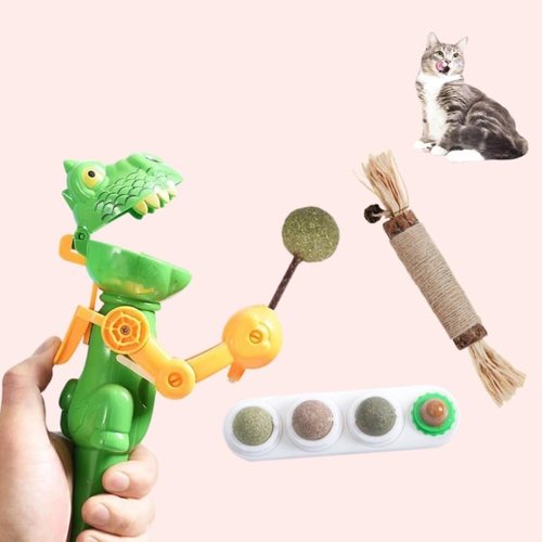 ALACEG Robot Lollipop Cat Toy Cat Toys Self Play Interactive Toy Cat Feather Toys Cat Fishing Pole Toy Internet Celebrity Pet Teaser Stick (Robot+2Catnip Lollipops)