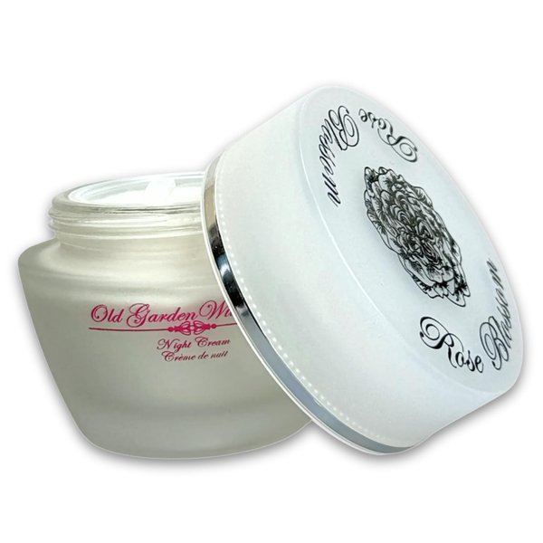 Rose Blossom ECOCERT Certified Old Garden Wild Rose Moisturizing Night Cream for All Skin Types - 50ml | 99% Natural Ingredients for Reducing Fine Lines, Dullness, Loss of Firmness