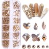 BELICEY Nail Rhinestones Kit 800PCS Multi-Shape Rhinestones for Nail Crystals Decoration Nail Hearts Butterfly Charm Nail Dimond Gems Stone for Nail Art Jewels DIY Crafts Clothing (Gold)