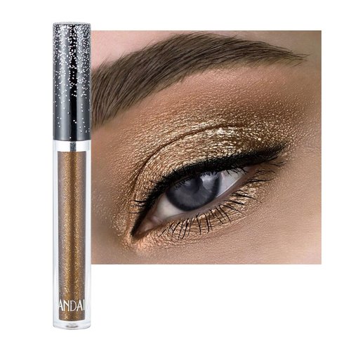 Dragonranee Liquid Glitter Eyeliner Metallic Shimmer Colored Glitter Eyeshadow Pigment Eyebrown Shimmer Waterproof Face Lips Art for Party Festival Makeup (brown#9)